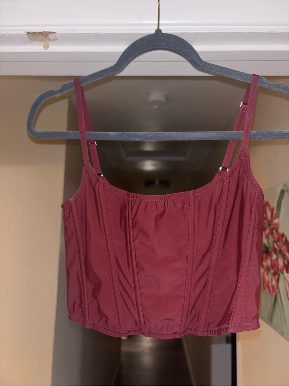 Women’s Burgundy Cropped Corset Top
